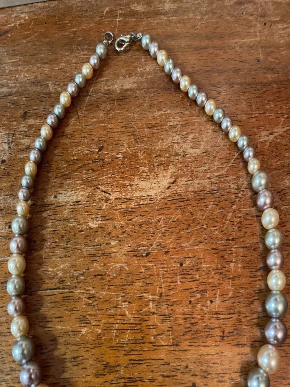 Vintage Graduated Multicolor Faux Pearl Statement Necklace